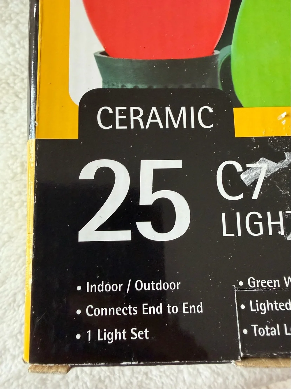 Ceramic C7 25-Light Multi-Color String Lights (Green Wire)